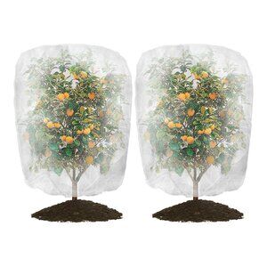 Unves 2-Pack Garden Netting, 3x4.5ft White Polyethylene Mesh with Drawstring, Du